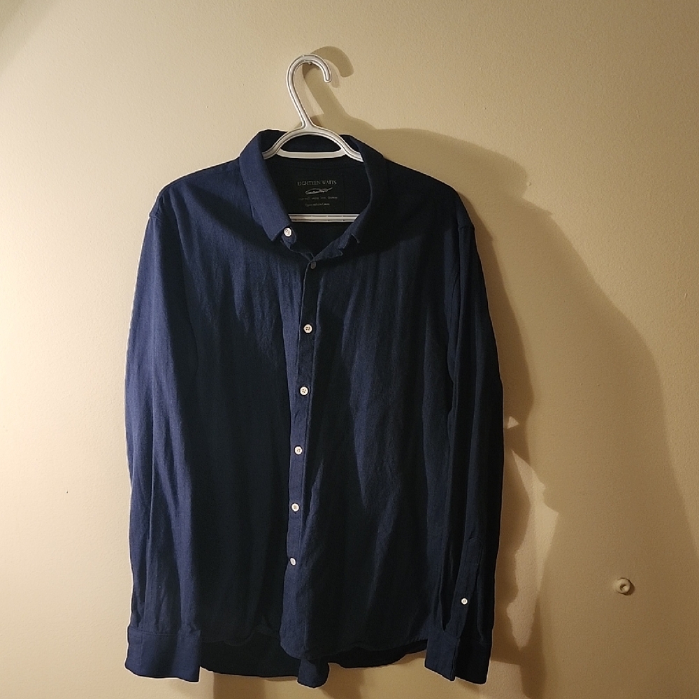 Elegant Navy Blue Button-Down Shirt